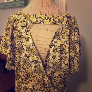 Size 16 w yellow faux wrap dress